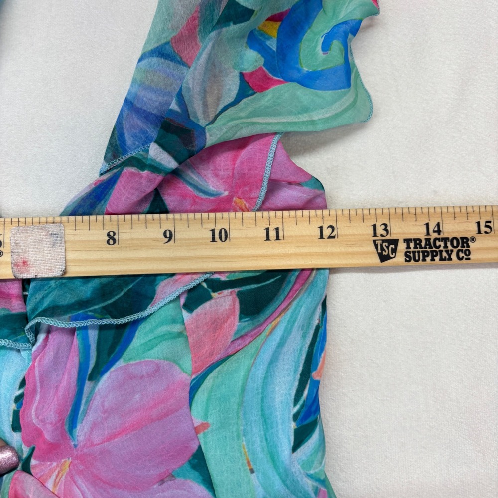 Show Me Your Mumu Floral Tiered Maxi Dress Pink‎ Blue Ruffle Smocked XS New - Picture 6 of 12